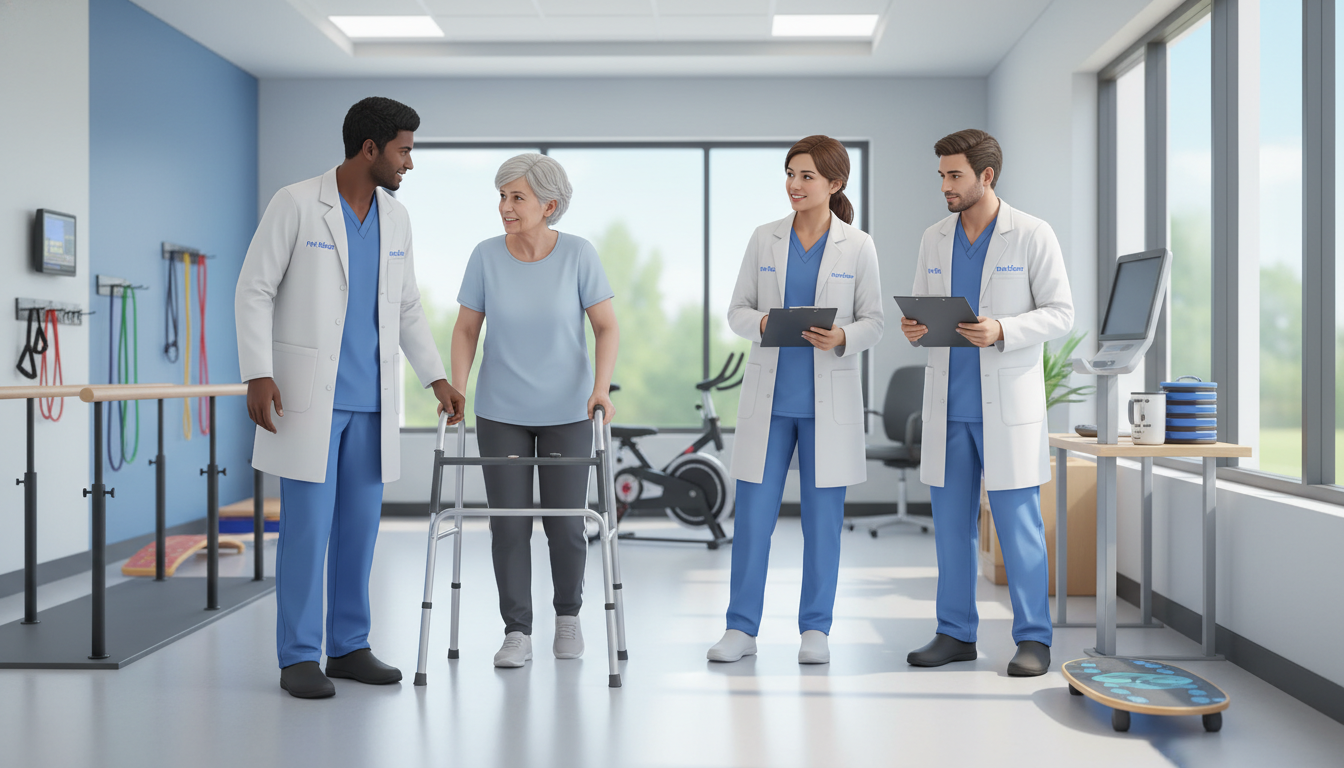 IMG physiatry residents collaborating in an inpatient rehabilitation unit IMG physiatry residents collaborating in an inpatient rehabilitation unit - IMG residency guide for Identifying Malignant Pro