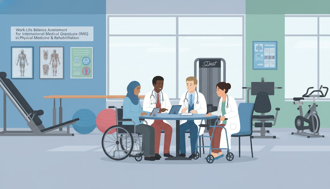 Physiatry resident team rounding in inpatient rehabilitation unit Physiatry resident team rounding in inpatient rehabilitation unit - IMG residency guide for Work-Life Balance Assessment for