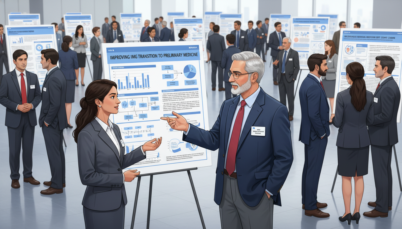 IMG physician networking at a medical conference poster session IMG physician networking at a medical conference poster session - IMG residency guide for Networking in Medicine for Internat
