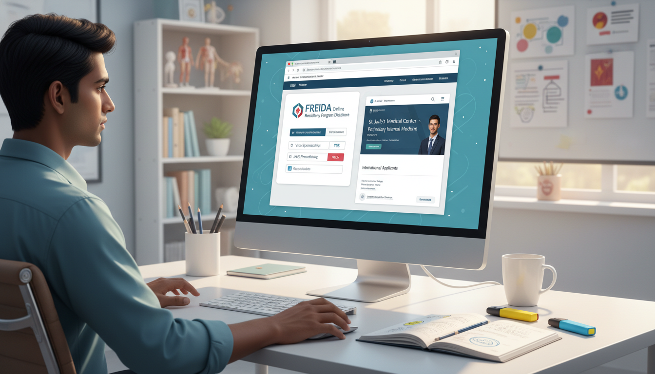 International medical graduate researching IMG-friendly preliminary medicine programs online - IMG residency guide for Progra