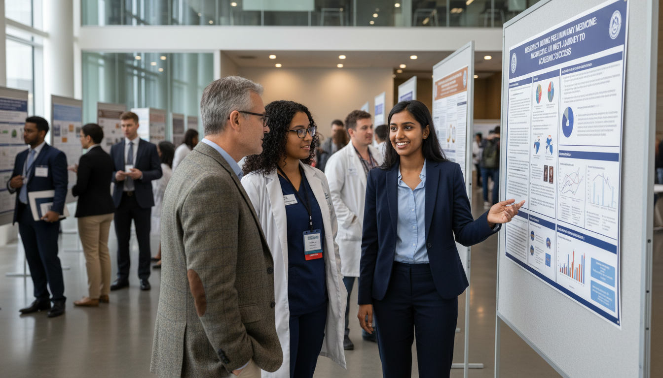 International medical graduate presenting research poster International medical graduate presenting research poster - IMG residency guide for Research During Residency for Internation