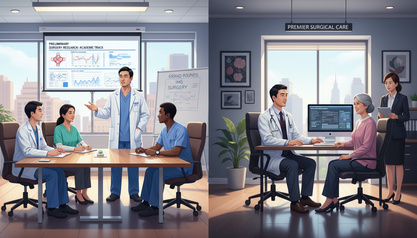 Surgeon comparing academic and private practice career paths Surgeon comparing academic and private practice career paths - IMG residency guide for Academic vs Private Practice for Inter