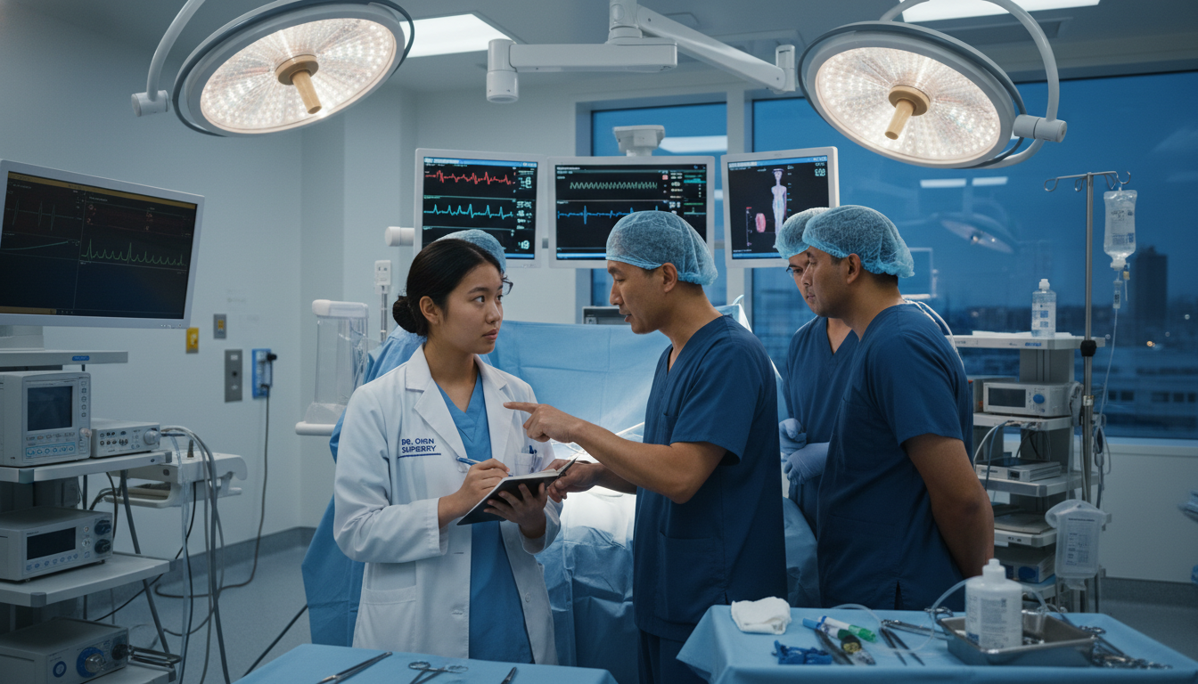 Surgical team working with international medical graduate on away rotation Surgical team working with international medical graduate on away rotation - IMG residency guide for Away Rotation Strategy f