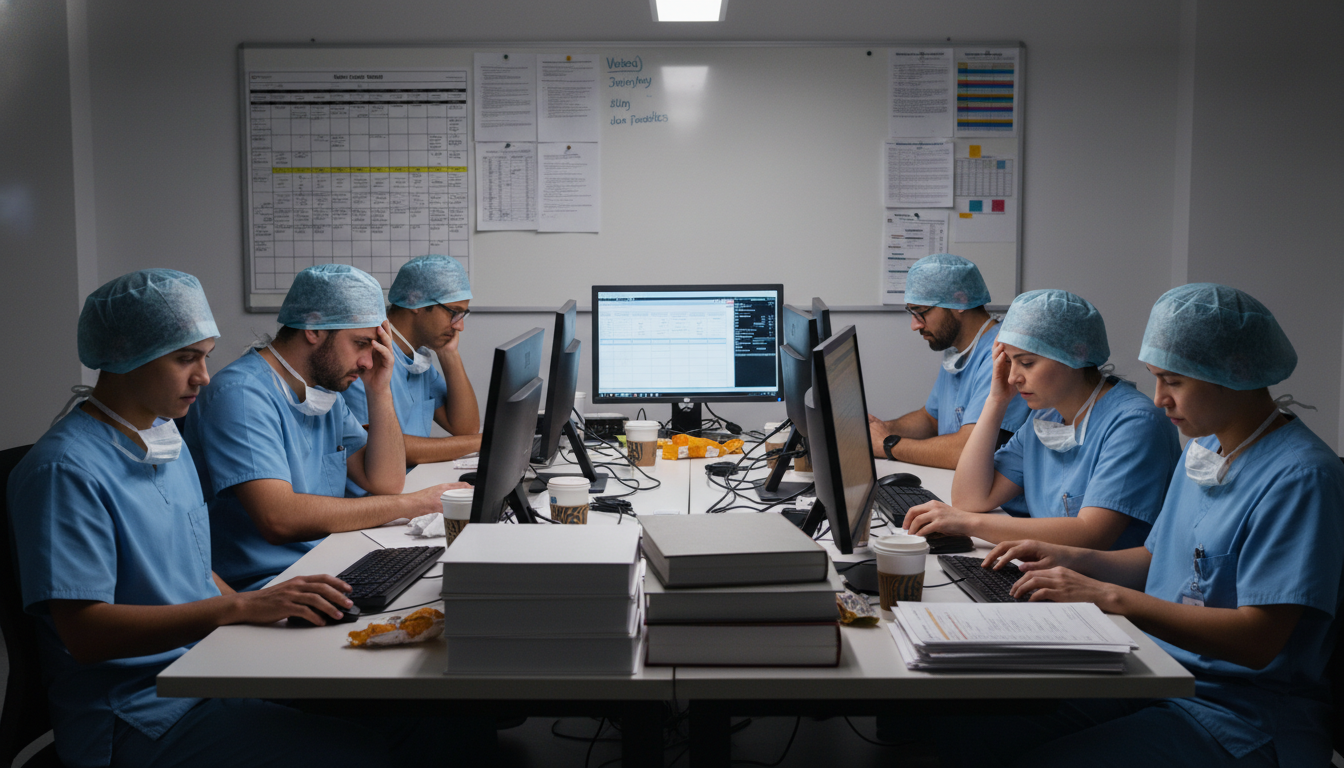 Surgical residents experiencing stress in a hospital workroom Surgical residents experiencing stress in a hospital workroom - IMG residency guide for Identifying Malignant Programs for In