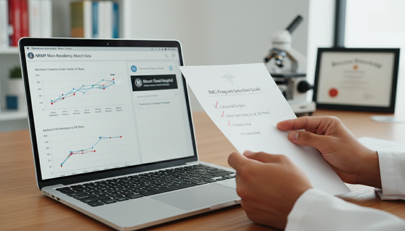 International medical graduate reviewing preliminary surgery residency program goals and options - IMG residency guide for Pr