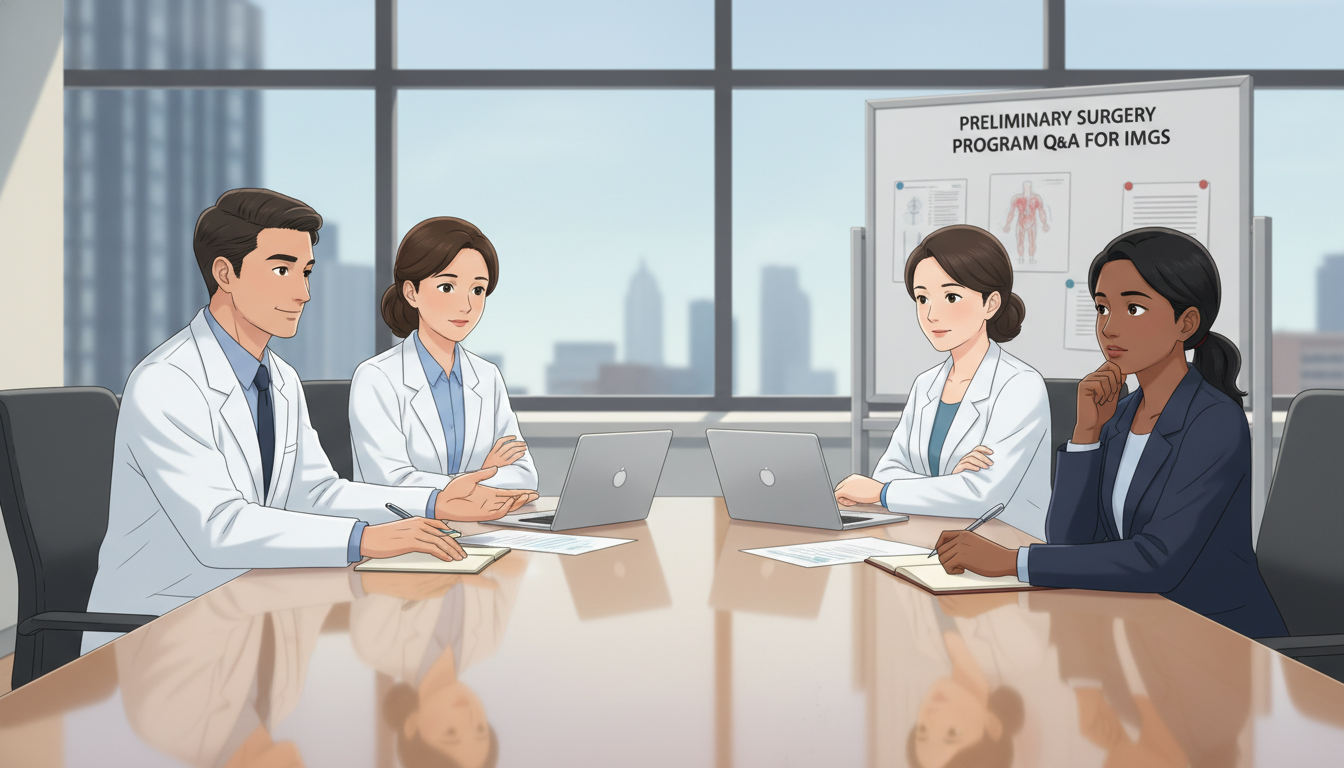 Surgical residency interview panel with an IMG discussing preliminary surgery questions Surgical residency interview panel with an IMG discussing preliminary surgery questions - IMG residency guide for Questions t