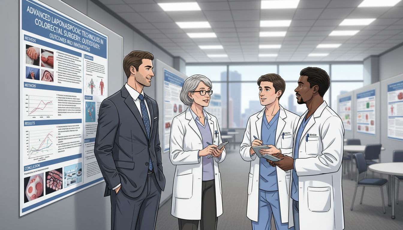 International medical graduate presenting a surgical research poster - IMG residency guide for Research Profile Building for