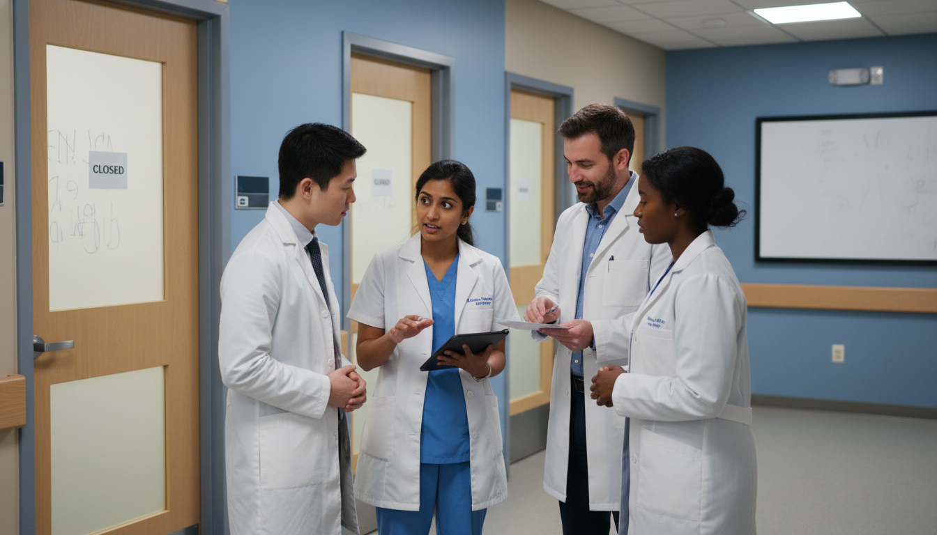 Psychiatry inpatient team including IMG medical student during rounding - IMG residency guide for Away Rotation Strategy for
