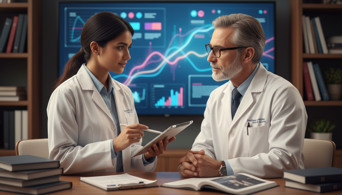 International medical graduate engaged in psychiatry research discussion with mentor - IMG residency guide for Low Step Score