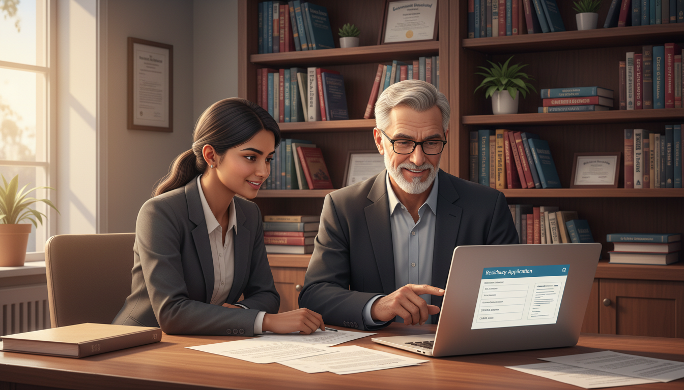 Psychiatry mentor guiding an international medical graduate in an office Psychiatry mentor guiding an international medical graduate in an office - IMG residency guide for Networking in Medicine for