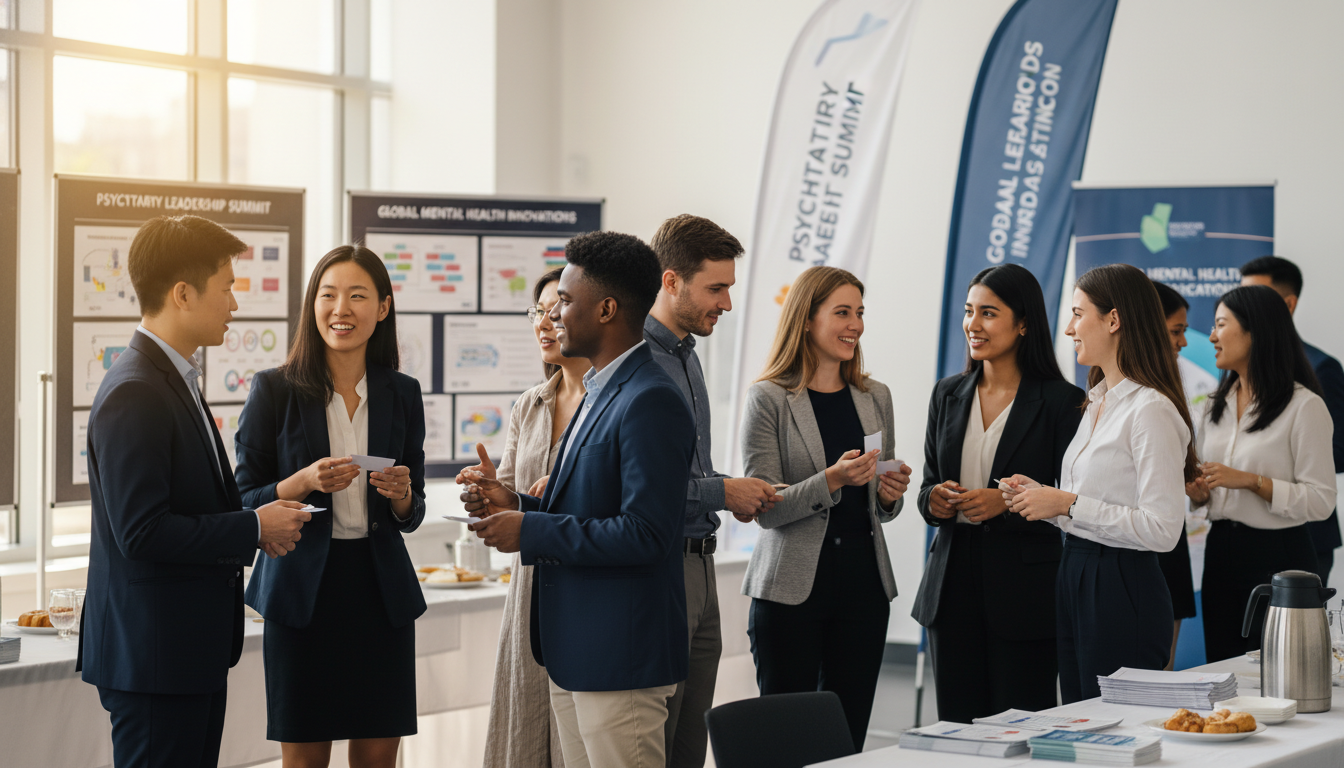 Psychiatry residents and international graduates networking at a medical conference Psychiatry residents and international graduates networking at a medical conference - IMG residency guide for Networking in M