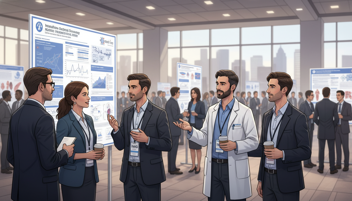Radiation oncology conference poster session with IMGs and faculty - IMG residency guide for Networking in Medicine for Inter