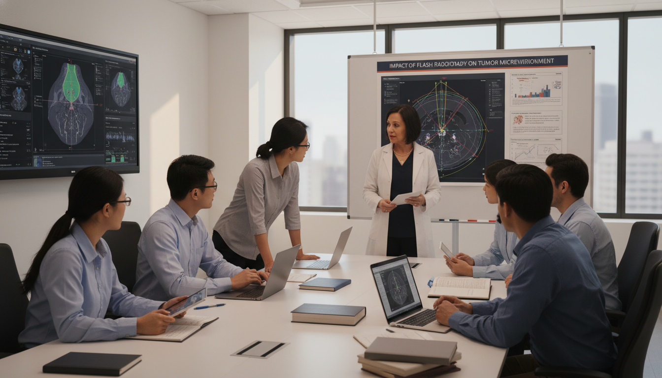 Radiation oncology residents and faculty discussing research in a conference room Radiation oncology residents and faculty discussing research in a conference room - IMG residency guide for How to Research P