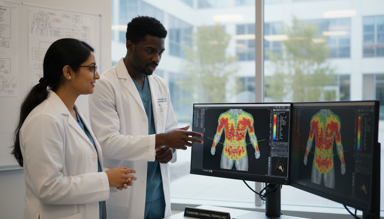 Resident and attending reviewing radiation oncology treatment plans Resident and attending reviewing radiation oncology treatment plans - IMG residency guide for Addressing Red Flags for Intern