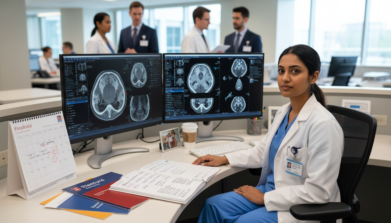 Radiology resident reviewing fellowship options and timeline Radiology resident reviewing fellowship options and timeline - IMG residency guide for Fellowship Preparation for Internation