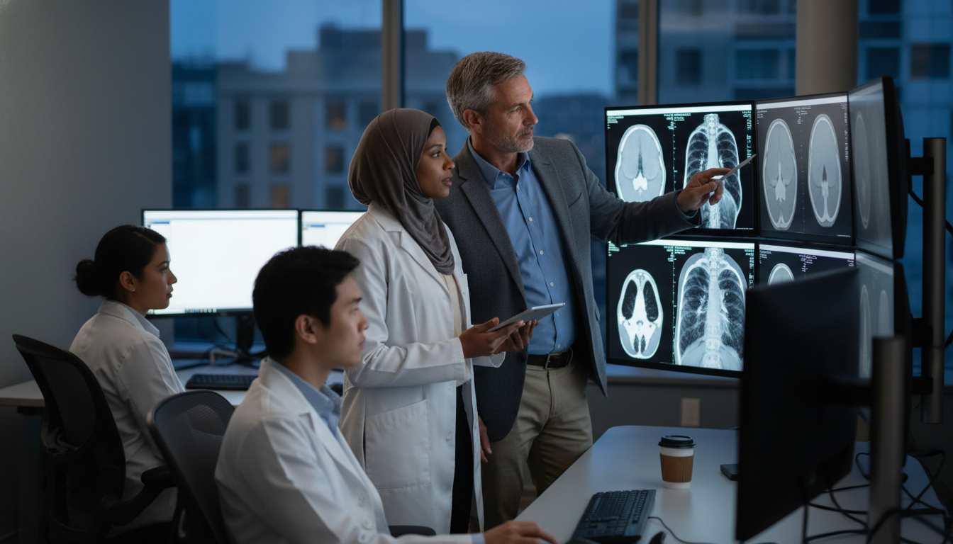 Radiology resident and faculty reviewing CT scans together Radiology resident and faculty reviewing CT scans together - IMG residency guide for Common Interview Questions for Internati