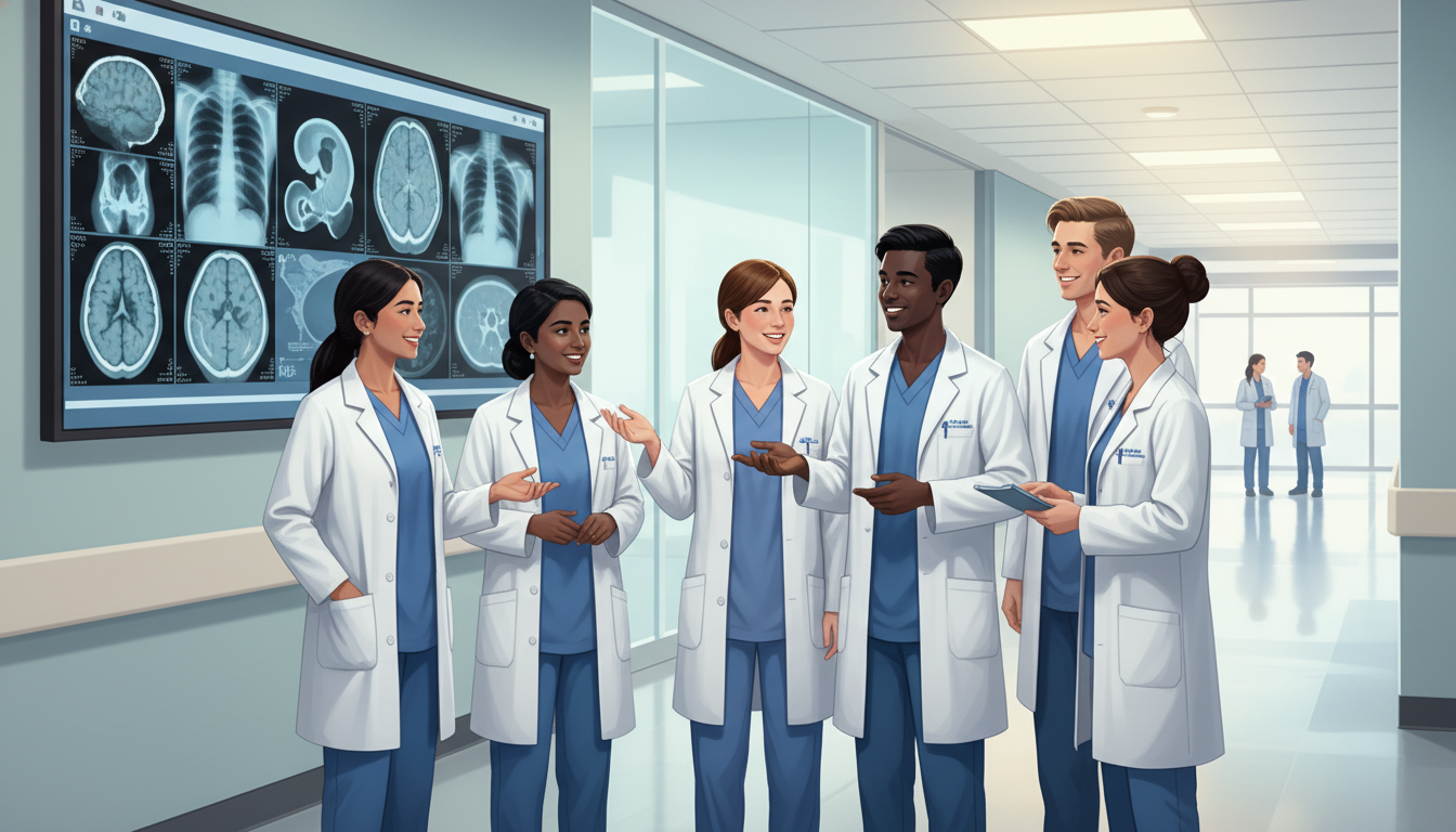 Diverse radiology residents including international medical graduates Diverse radiology residents including international medical graduates - IMG residency guide for Identifying Malignant Program