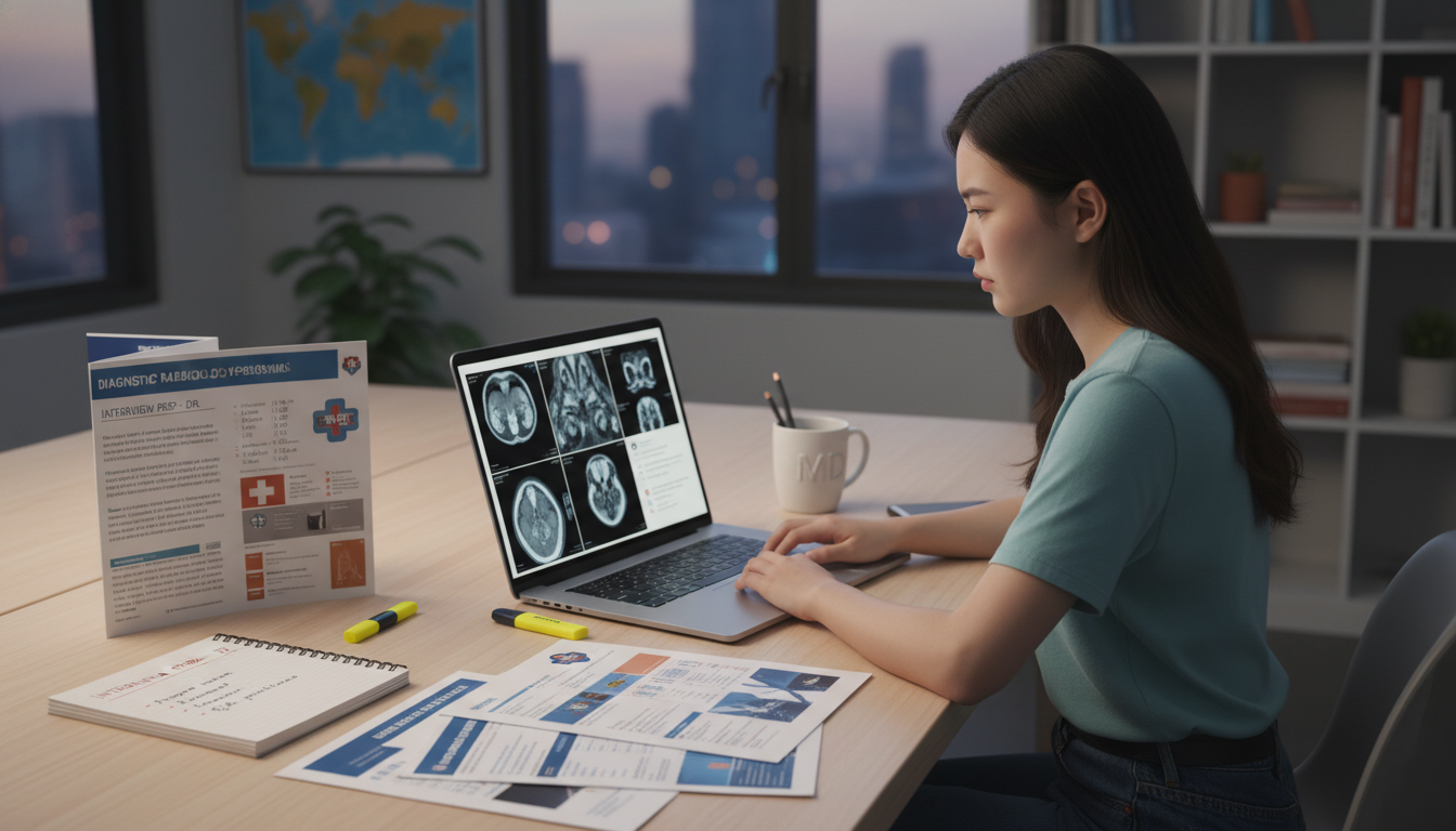 IMG reviewing radiology cases and preparing for residency interview IMG reviewing radiology cases and preparing for residency interview - IMG residency guide for Pre-Interview Preparation for I