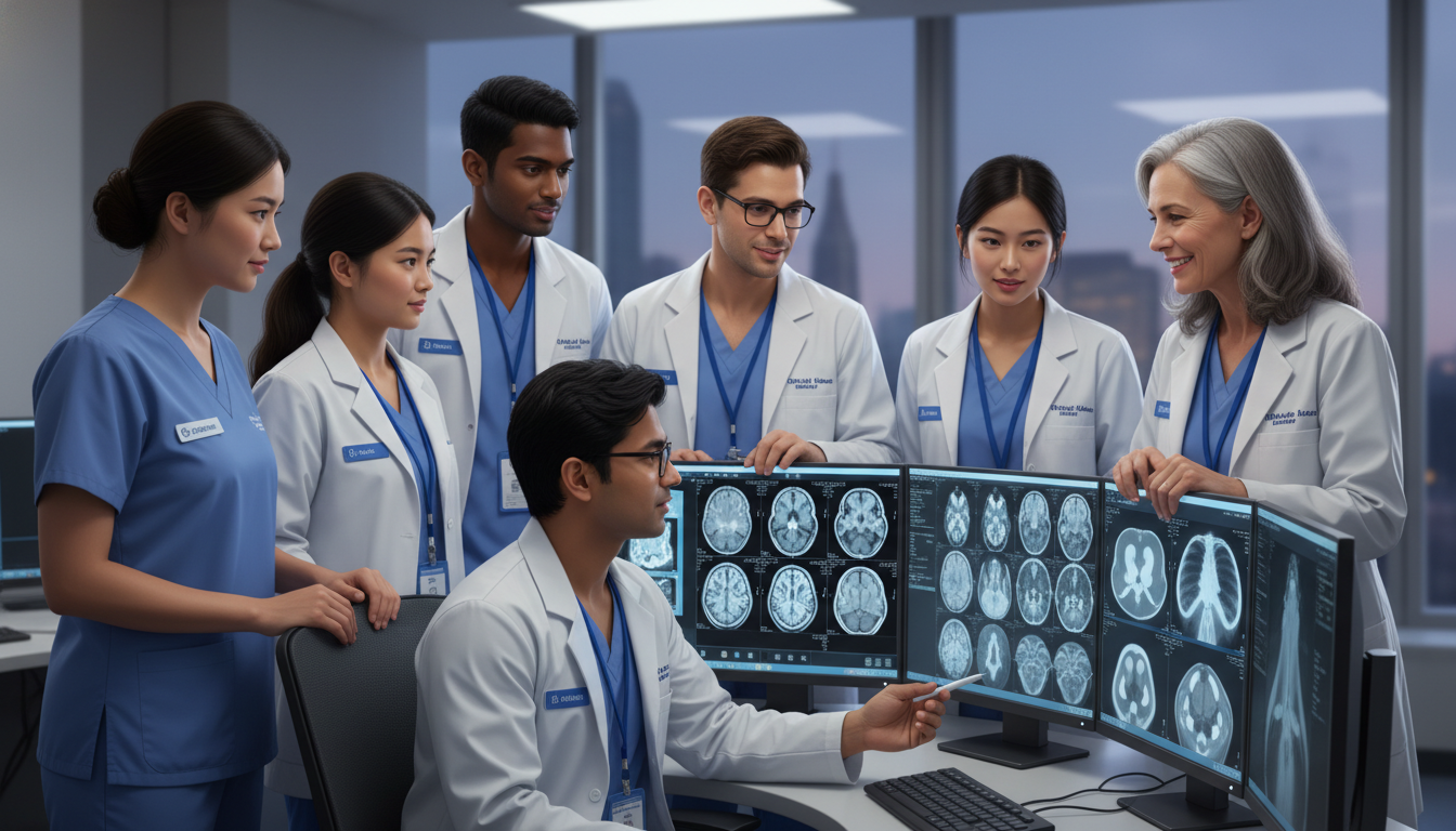 Diagnostic radiology resident team discussing cases and program culture Diagnostic radiology resident team discussing cases and program culture - IMG residency guide for How to Research Programs fo