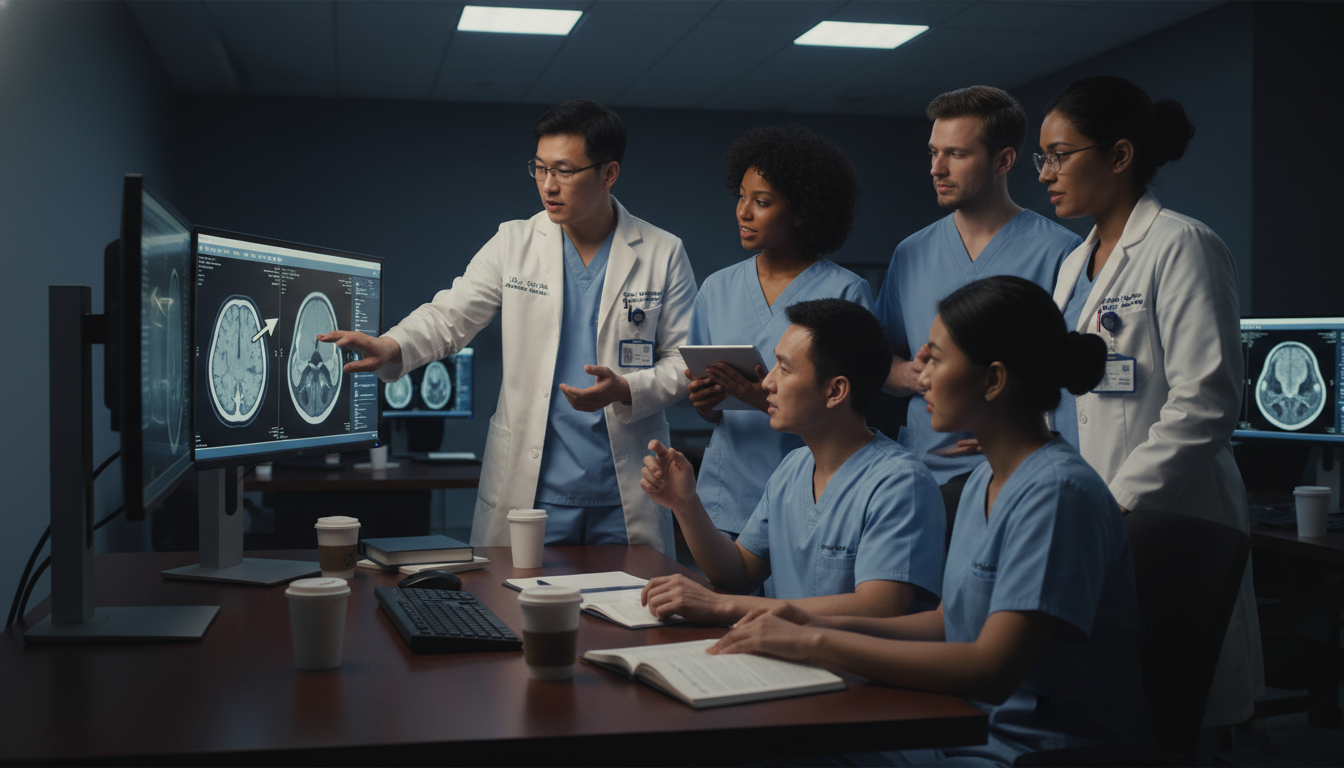 Radiology residents and international medical graduate discussing program culture and training environment Radiology residents and international medical graduate discussing program culture and training environment - IMG residency gu