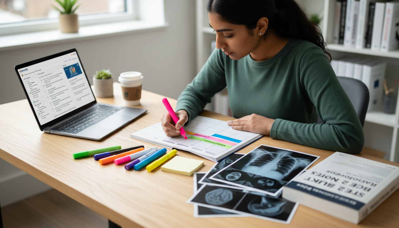 Study planning for USMLE Step 2 CK with calendar and radiology materials - IMG residency guide for USMLE Step 2 CK Preparatio