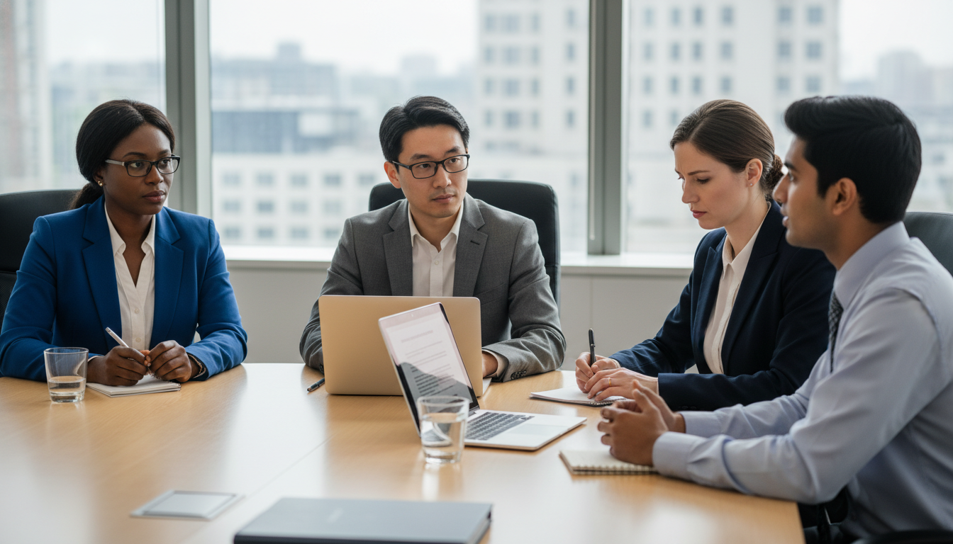 Residency interview panel listening to an IMG candidate - IMG residency guide for Common Interview Questions for Internationa
