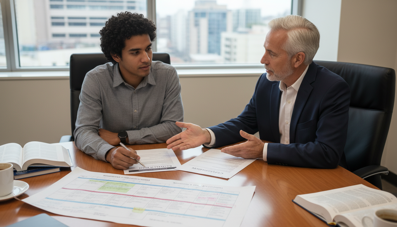 International medical graduate discussing career plans with mentor during transitional year International medical graduate discussing career plans with mentor during transitional year - IMG residency guide for Job Sea