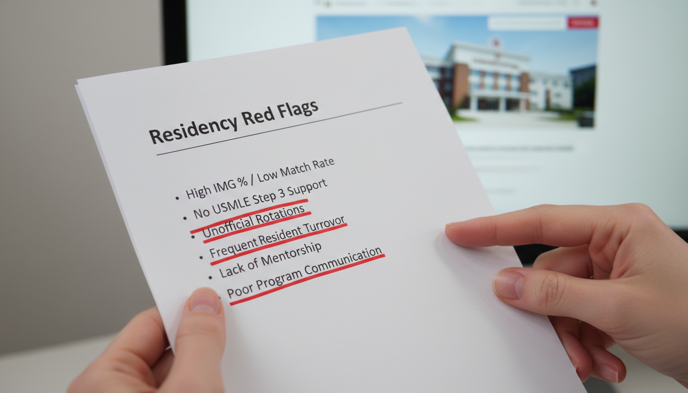 Residency applicant reviewing red flags list for transitional year programs Residency applicant reviewing red flags list for transitional year programs - IMG residency guide for Identifying Malignant P