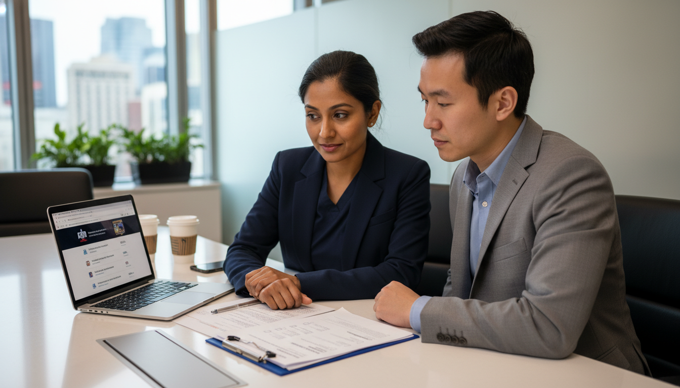 International medical graduate discussing transitional year residency options with a mentor - IMG residency guide for Program