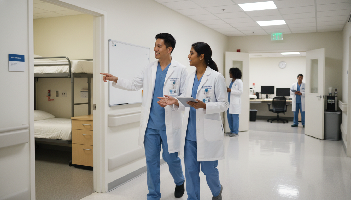 International medical graduate touring hospital facilities during residency interview - IMG residency guide for Questions to