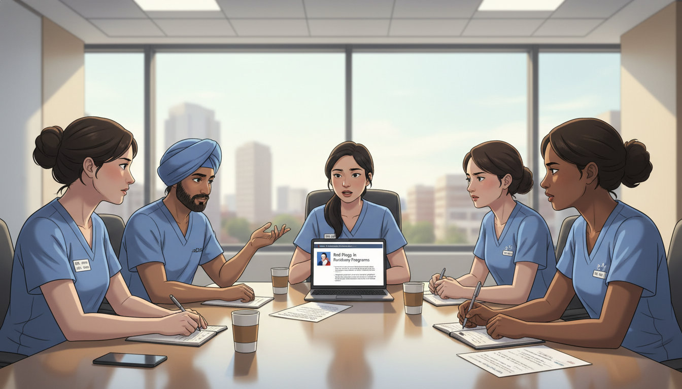 Urology residents discussing program culture in a hospital conference room Urology residents discussing program culture in a hospital conference room - IMG residency guide for Identifying Malignant Pr