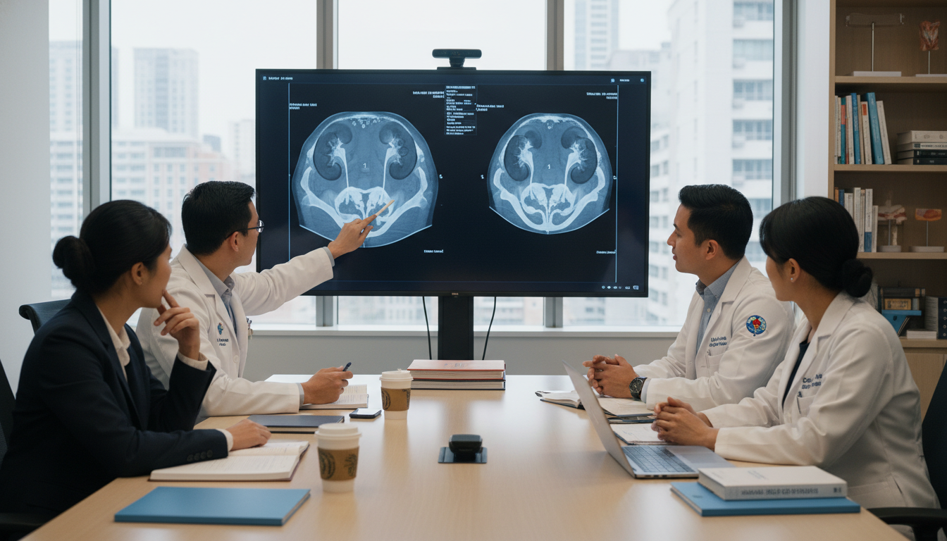 Urology residents and IMGs discussing a case at a hospital conference Urology residents and IMGs discussing a case at a hospital conference - IMG residency guide for Networking in Medicine for In