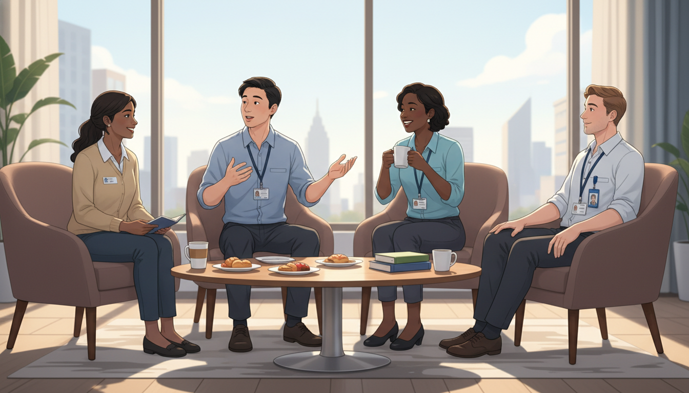 International medical graduate speaking with urology residents during interview social - IMG residency guide for Questions to