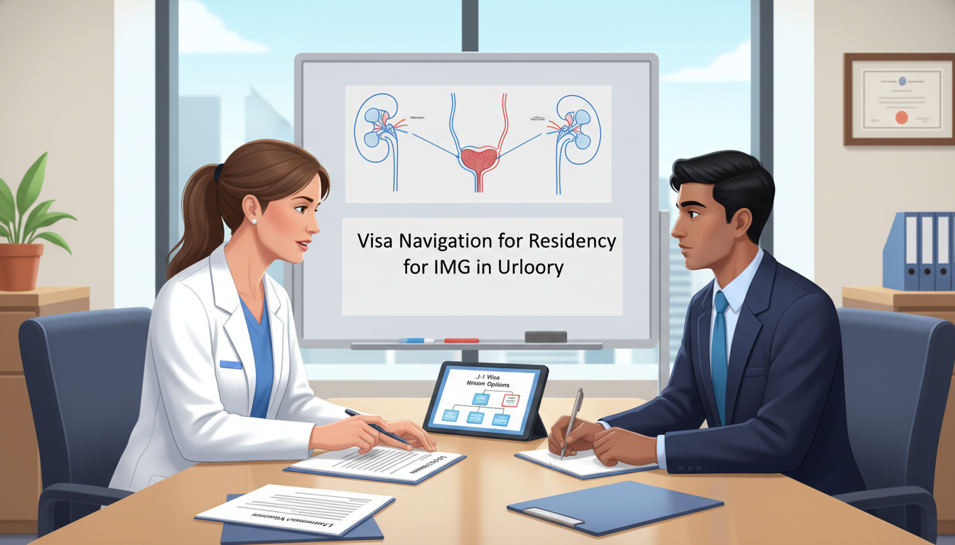 Urology residency program director discussing visa types with IMG applicant - IMG residency guide for Visa Navigation for Res