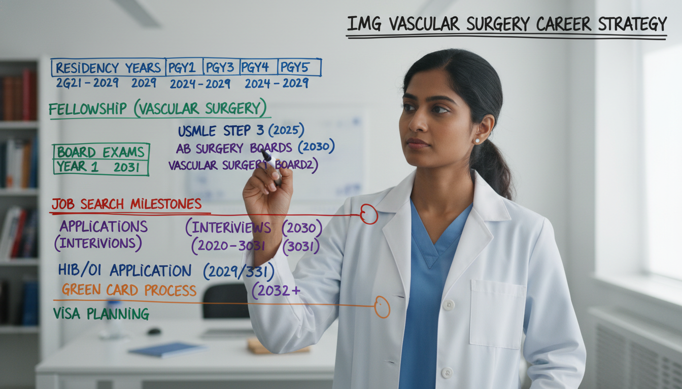 Vascular surgery IMG comparing training timeline to job search milestones Vascular surgery IMG comparing training timeline to job search milestones - IMG residency guide for Job Search Timing for Int