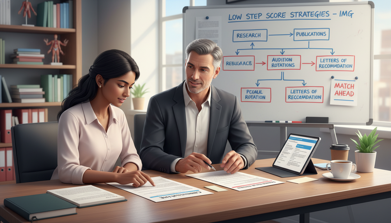 International medical graduate discussing residency application strategy with vascular surgeon mentor - IMG residency guide f