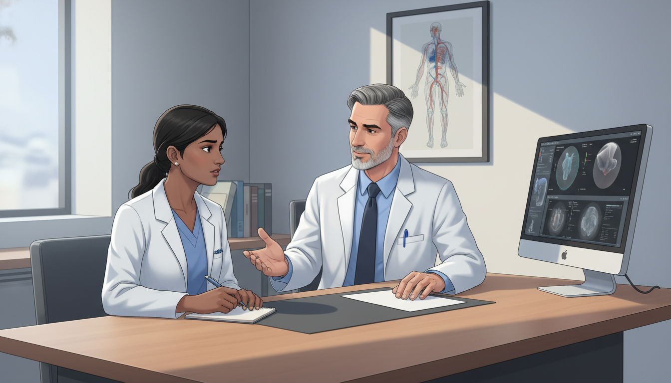 International medical graduate discussing concerns with a vascular surgery mentor International medical graduate discussing concerns with a vascular surgery mentor - IMG residency guide for Identifying Malig