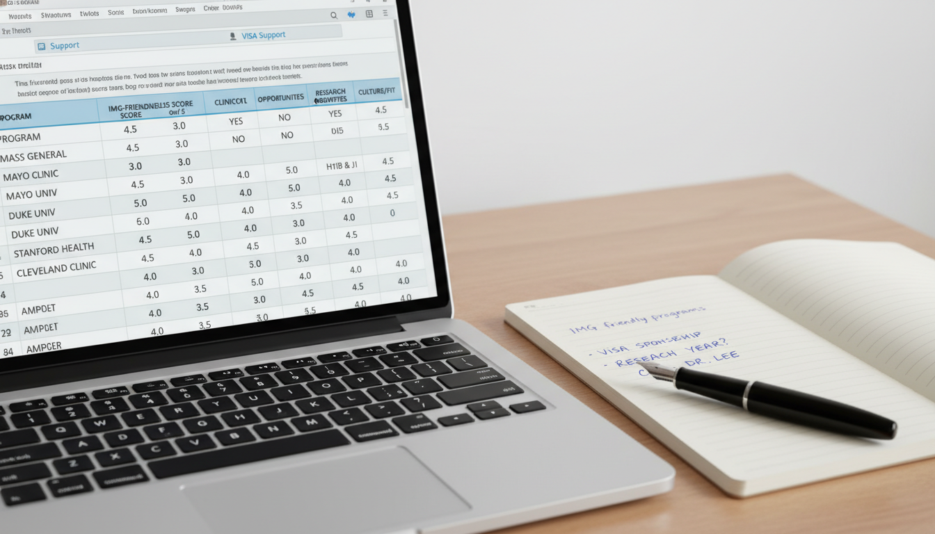 Spreadsheet comparing vascular surgery residency programs using a scoring system Spreadsheet comparing vascular surgery residency programs using a scoring system - IMG residency guide for How to Research Pr