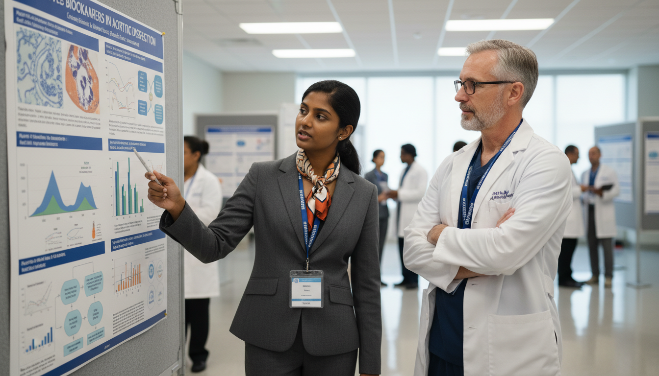 International medical graduate presenting vascular surgery research poster - IMG residency guide for Research Profile Buildin