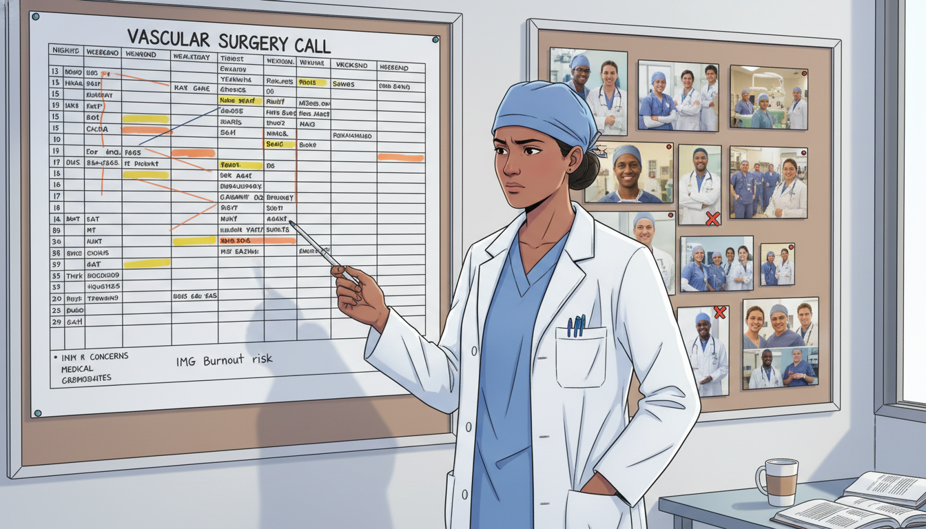 Concerned vascular surgery resident reviewing on-call schedule Concerned vascular surgery resident reviewing on-call schedule - IMG residency guide for Resident Turnover Warning Signs for