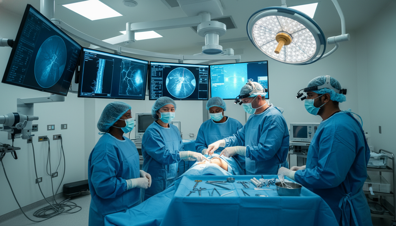 Vascular surgery residents during a hybrid OR case with attention to teamwork and workflow Vascular surgery residents during a hybrid OR case with attention to teamwork and workflow - IMG residency guide for Work-Lif