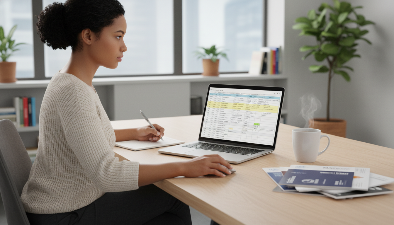 MD graduate using a program research spreadsheet on laptop MD graduate using a program research spreadsheet on laptop - MD graduate residency for How to Research Programs for MD Gradua