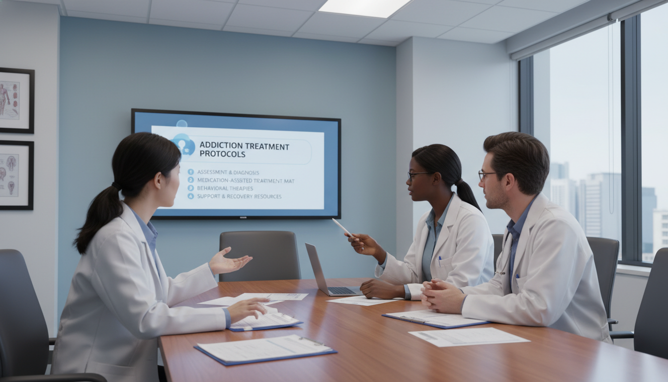 Addiction medicine fellows during a supervised clinical teaching session Addiction medicine fellows during a supervised clinical teaching session - MD graduate residency for How to Research Programs