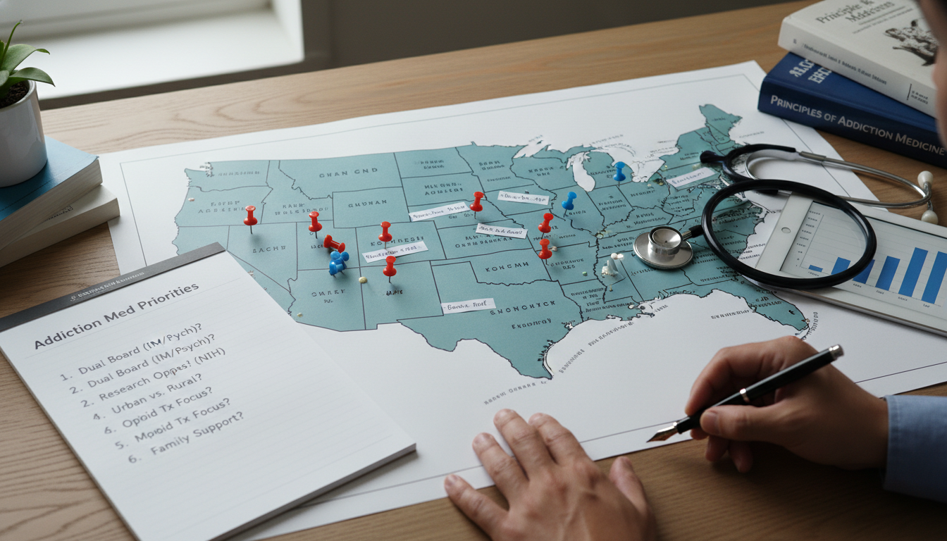 Residency applicant mapping program locations and priorities for addiction medicine - MD graduate residency for Program Selec