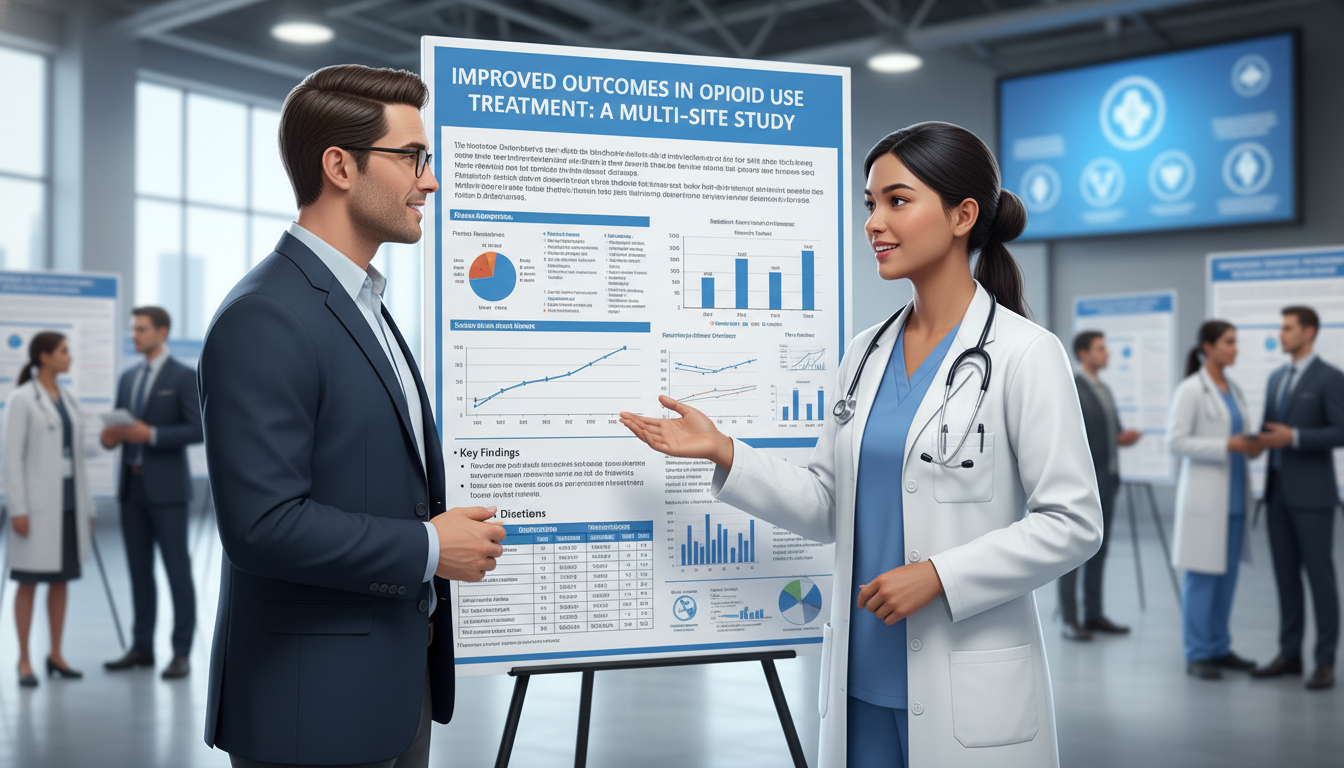 Resident presenting addiction medicine research poster Resident presenting addiction medicine research poster - MD graduate residency for Research Profile Building for MD Graduate