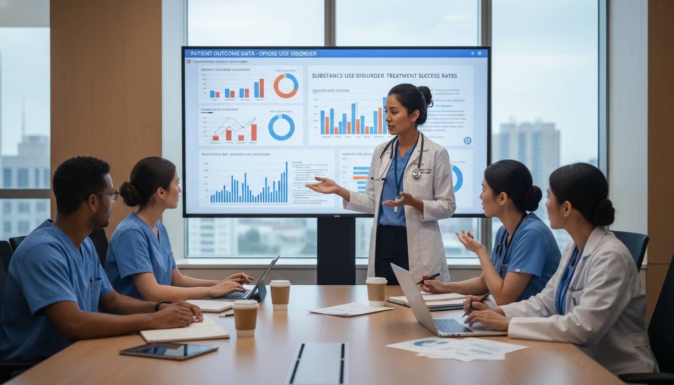 Addiction medicine fellow discussing research data Addiction medicine fellow discussing research data - MD graduate residency for Research Profile Building for MD Graduate in A