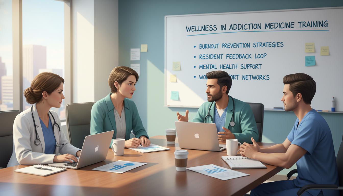 Addiction medicine team meeting about residency program wellness and workload Addiction medicine team meeting about residency program wellness and workload - MD graduate residency for Resident Turnover W