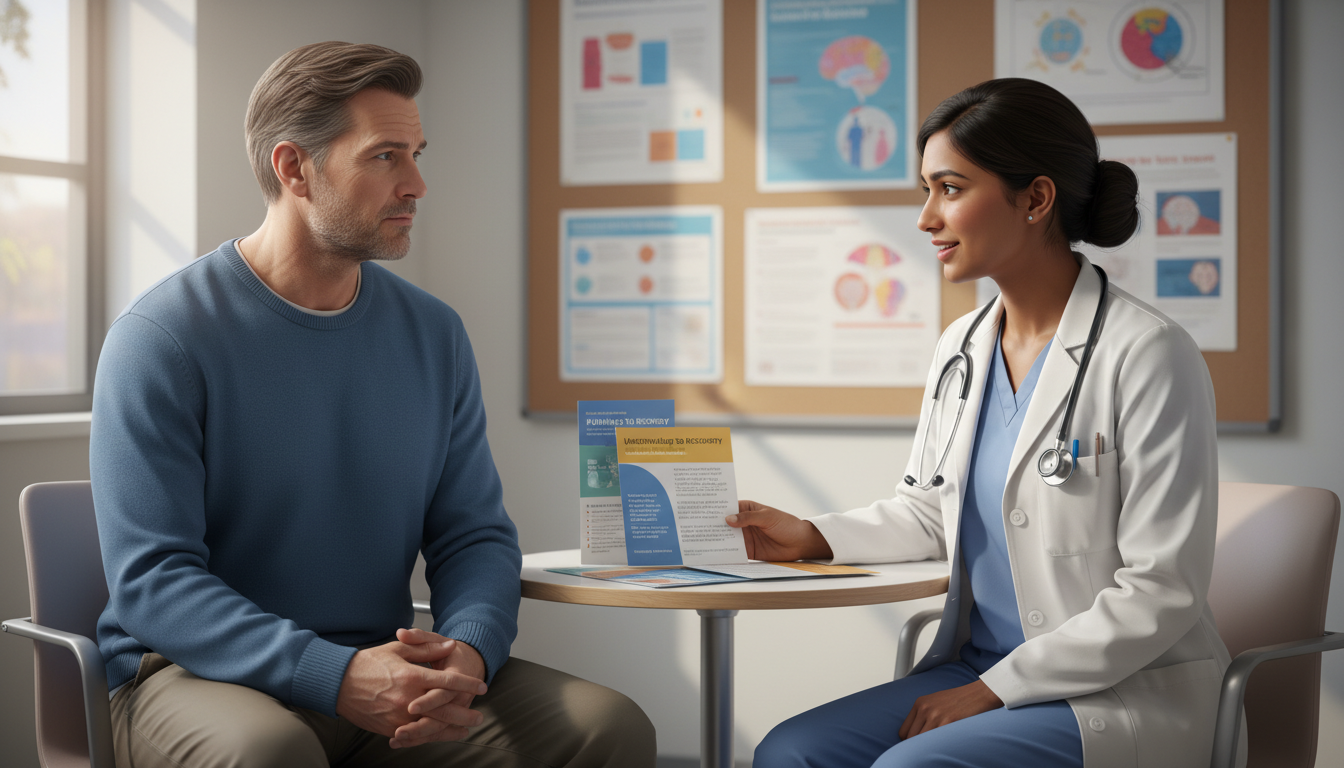 Resident physician working with a patient in addiction medicine setting - MD graduate residency for Step Score Strategy for M