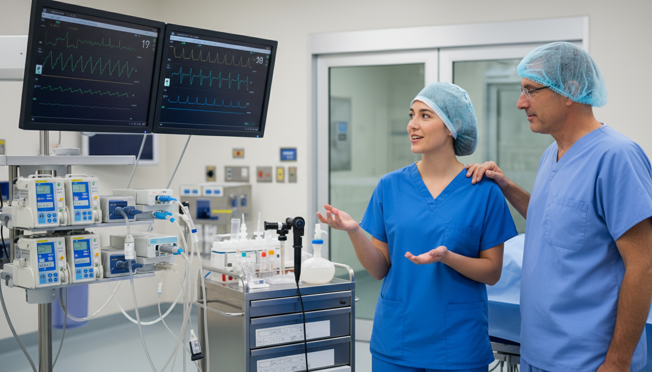 Anesthesiology resident working with mentor in operating room - MD graduate residency for Networking in Medicine for MD Gradu