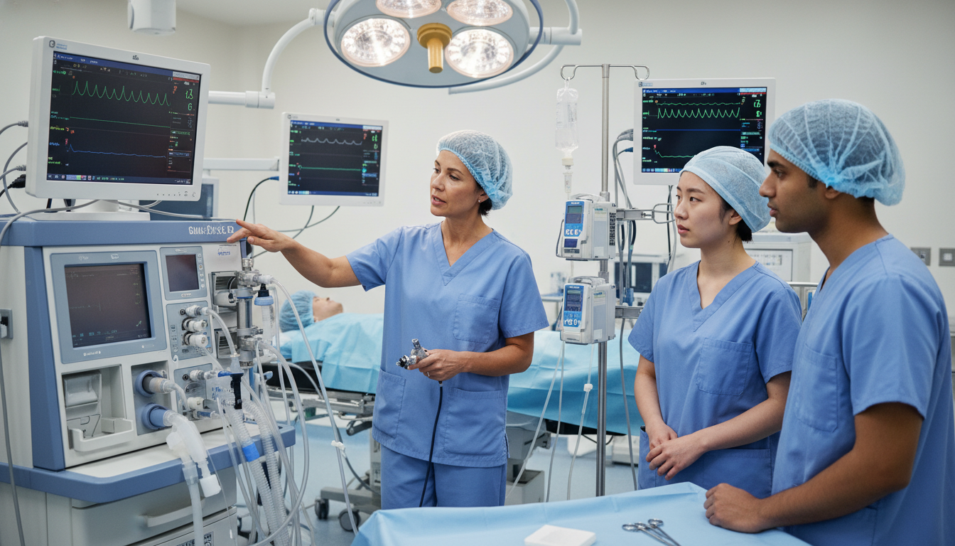 Anesthesiology residents working in an operating room with mentor - MD graduate residency for Program Selection Strategy for